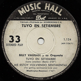 Billy Vaughn Y Su Orquesta - Tuyo En Setiembre