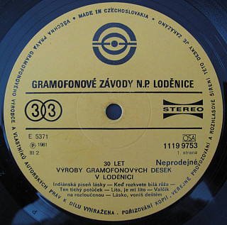 Various Artists - 30 let výroby gramofonových desek v Loděnici