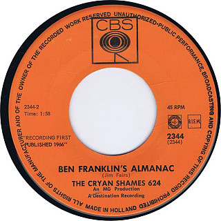 The Cryan' Shames - Sugar And Spice / Ben Franklin's Almanac
